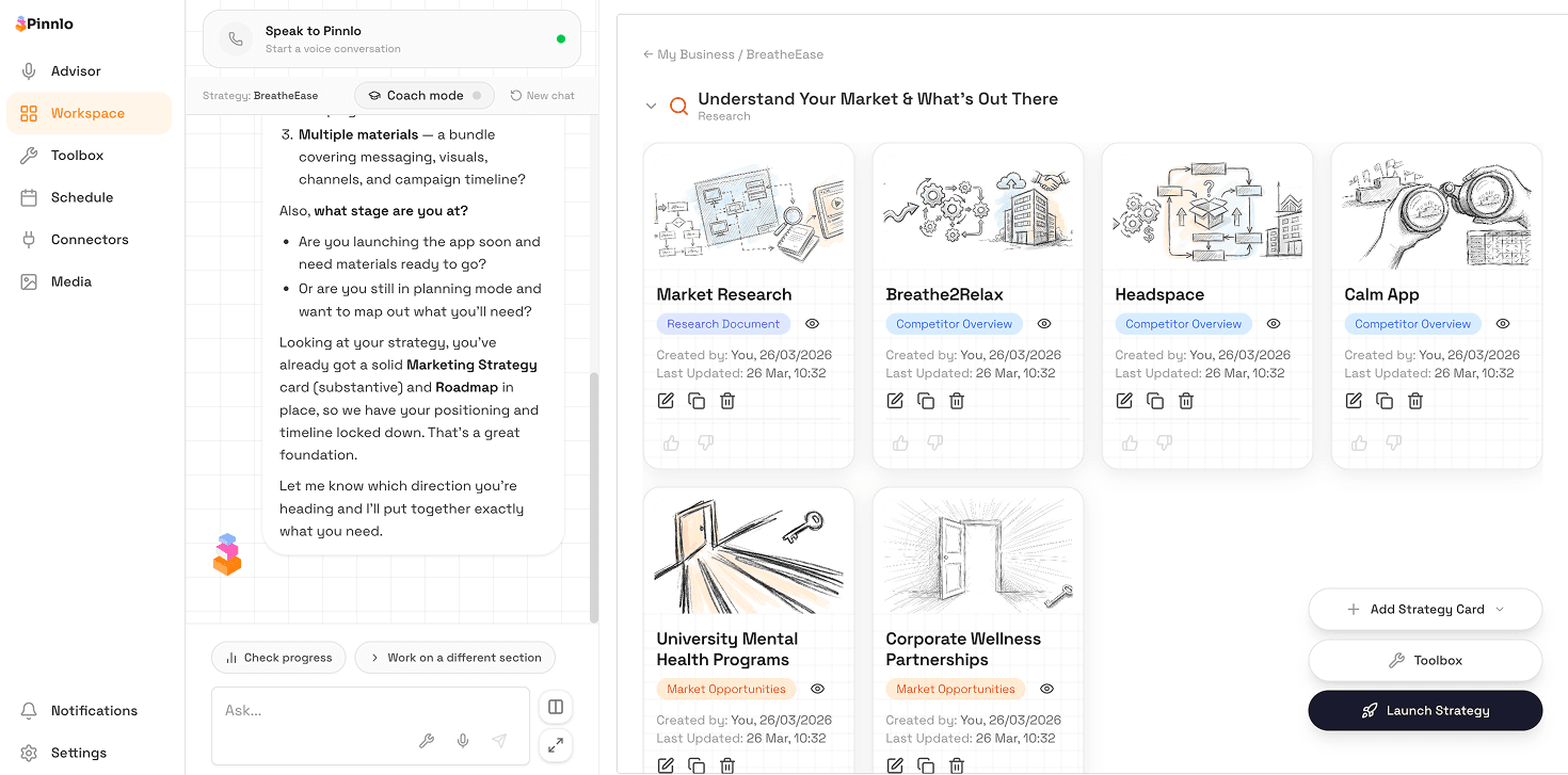 Pinnlo research canvas: Speak to Pinnlo market research cards