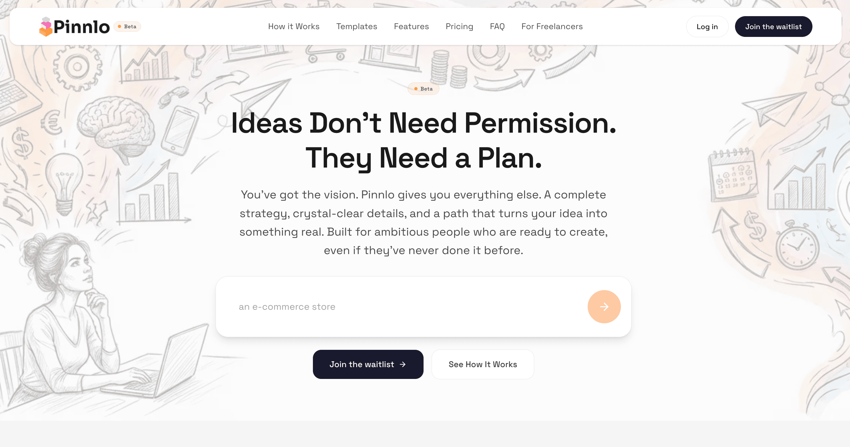 Pinnlo website hero — Ideas Don't Need Permission